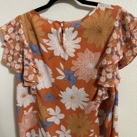 DR2 Women's Floral Orange Top - Picture 2 of 2